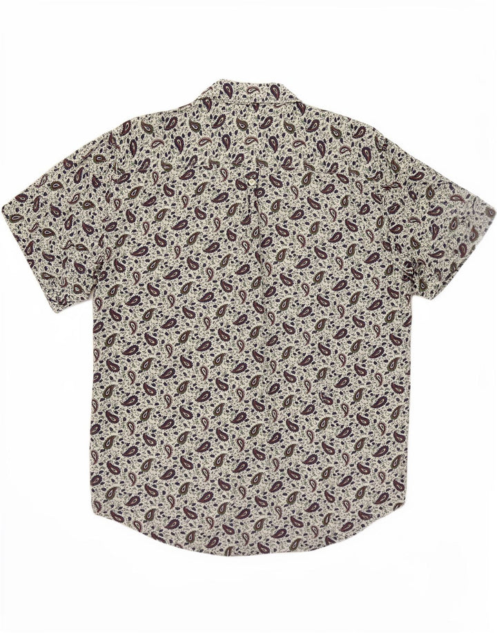 Camisa De Manga Corta Benetton Hombre Small Blanco Paisley Viscosa