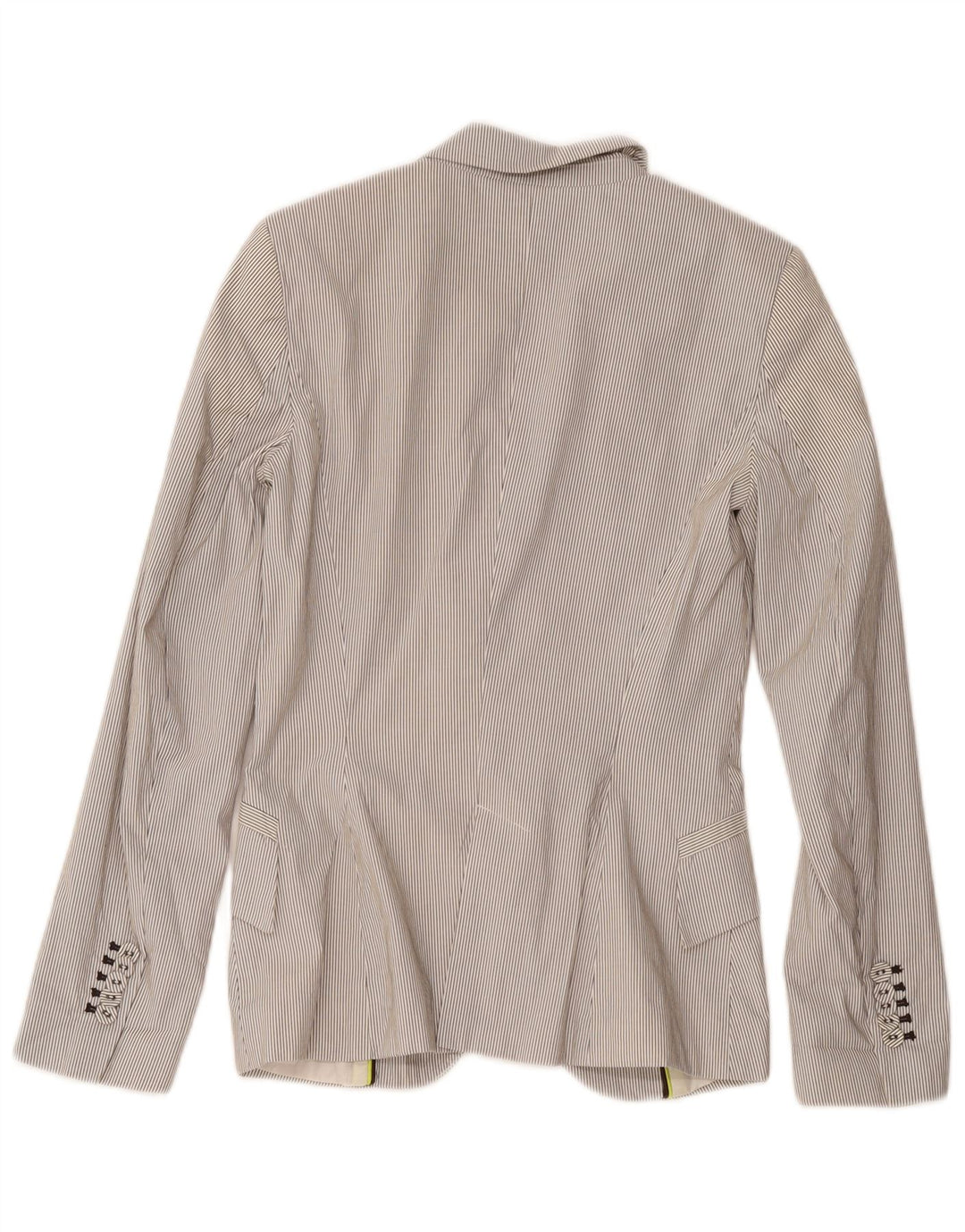 Zara Chaqueta tipo blazer con 1 botón para mujer UK 4 XS Poliéster a rayas blancas