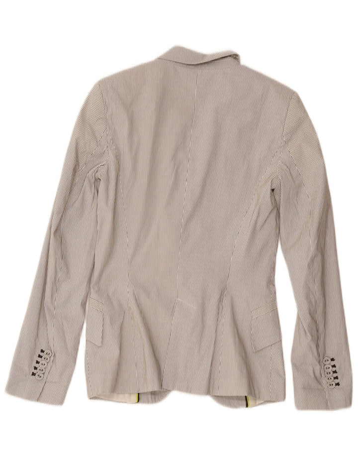 Zara Chaqueta tipo blazer con 1 botón para mujer UK 4 XS Poliéster a rayas blancas