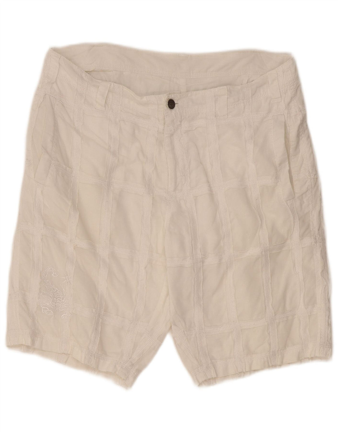 Scorpion Bay Pantalones cortos chinos gráficos para hombre W33 Algodón a cuadros blanco mediano