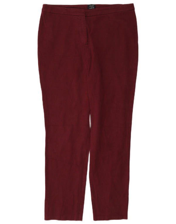 John Lewis Pantalones casuales delgados para mujer UK 12 Medium W32 L28 Borgoña