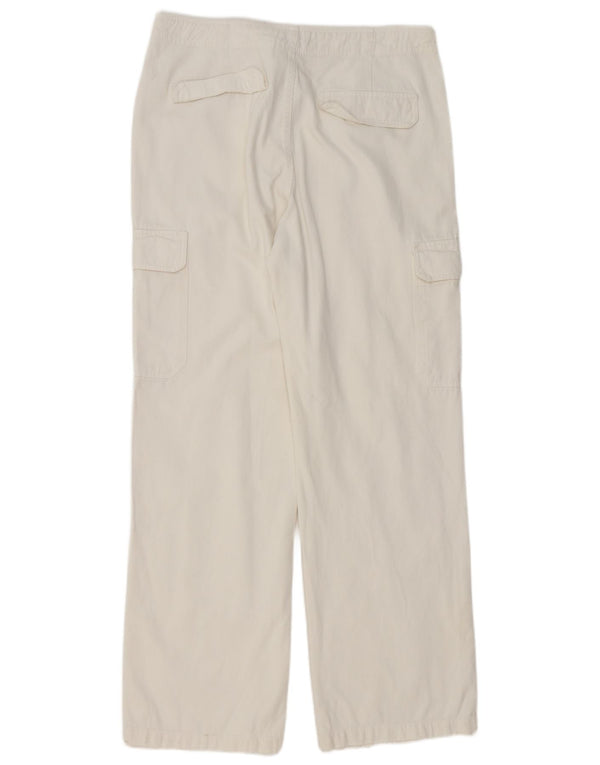 Zara Mujer Pantalón Cargo Recto EU 42 Large W32 L32 Blanco