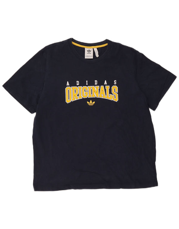 Adidas Hombre Camiseta Gráfica Top XL Azul Marino Algodón
