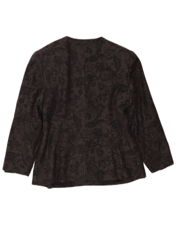 Vintage mujer 4 botones Blazer chaqueta IT 46 lana floral gris grande