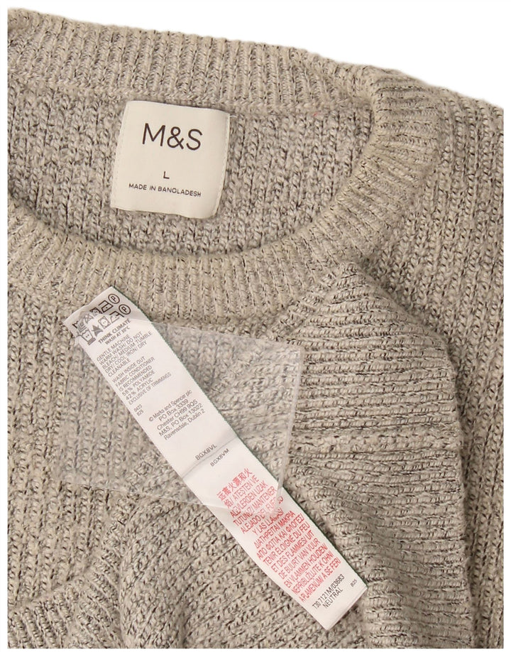 Marks & Spencer - Jersey de cuello redondo para hombre, talla grande, poliamida gris