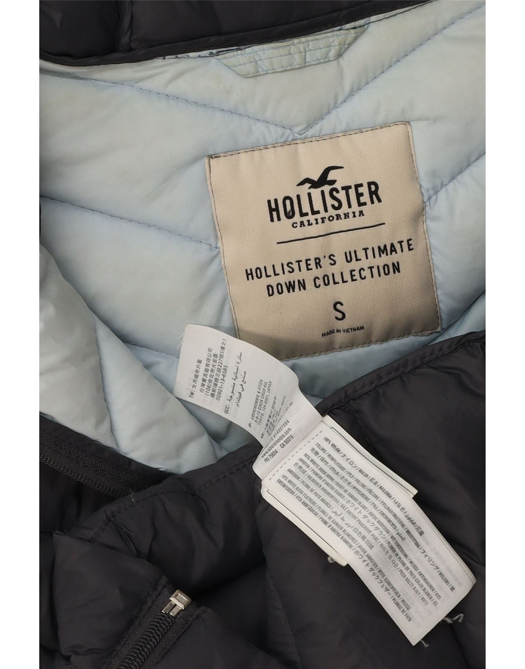 HOLLISTER Chaqueta acolchada con capucha para mujer UK 10 Small Grey Nylon