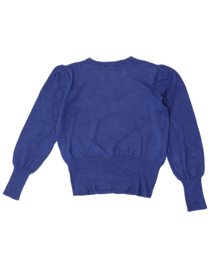 Marks & Spencer Suéter tipo jersey con cuello redondo para mujer UK 44 Azul medio Geométrico