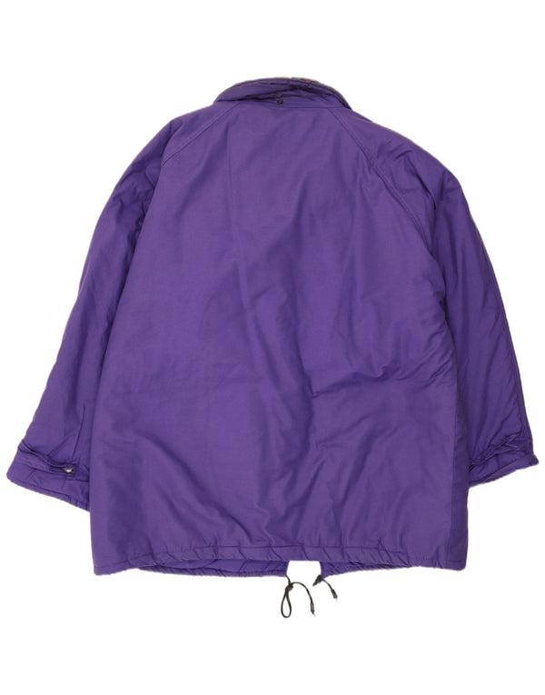Vintage mujer cortavientos abrigo Reino Unido 20 2XL poliéster floral púrpura