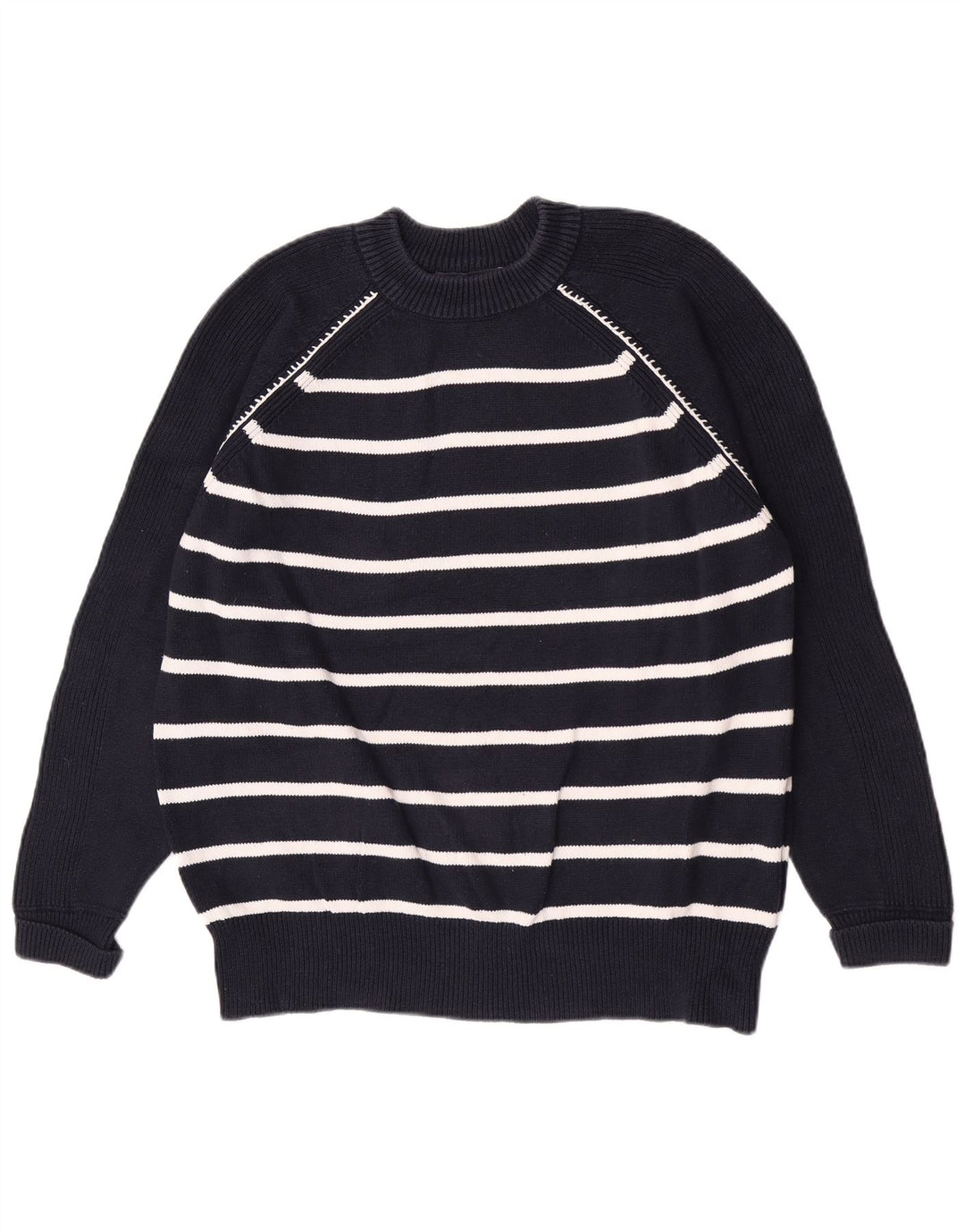 Marks & Spencer - Jersey de cuello redondo para hombre, color azul marino, a rayas