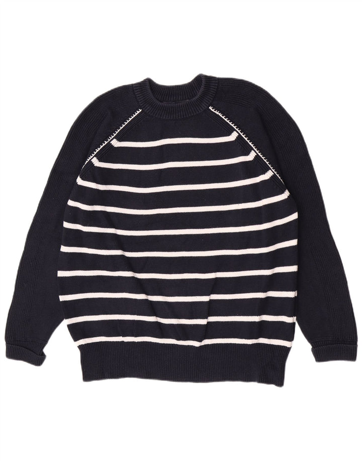 Marks & Spencer - Jersey de cuello redondo para hombre, color azul marino, a rayas