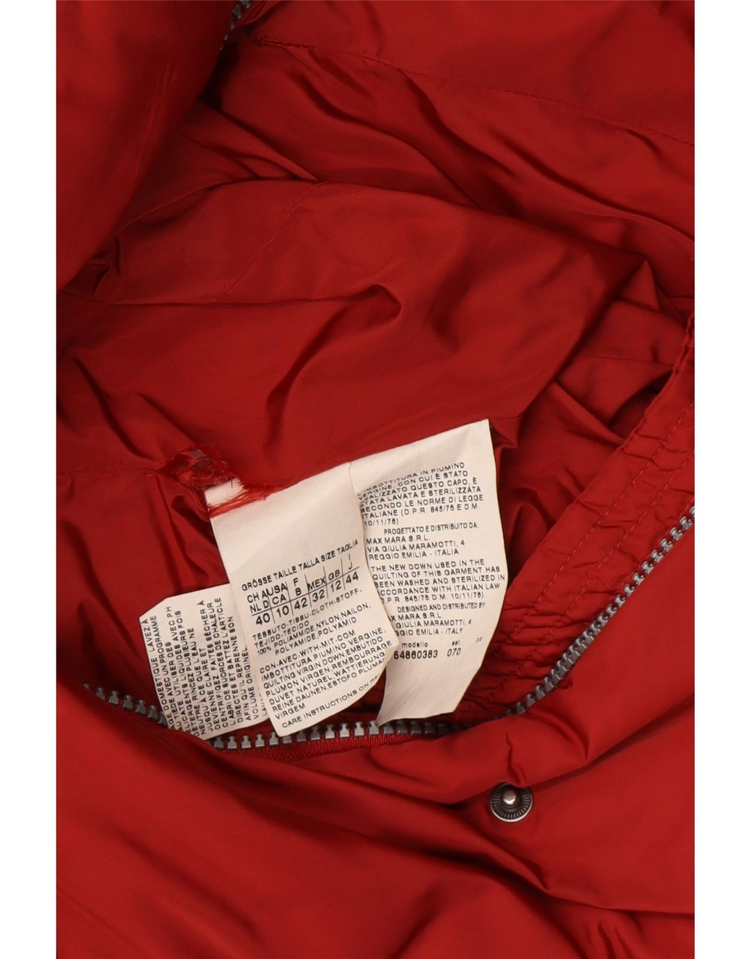 MAX MARA Chaqueta acolchada de fin de semana para mujer UK 12 Mediana Rojo Poliamida Invierno