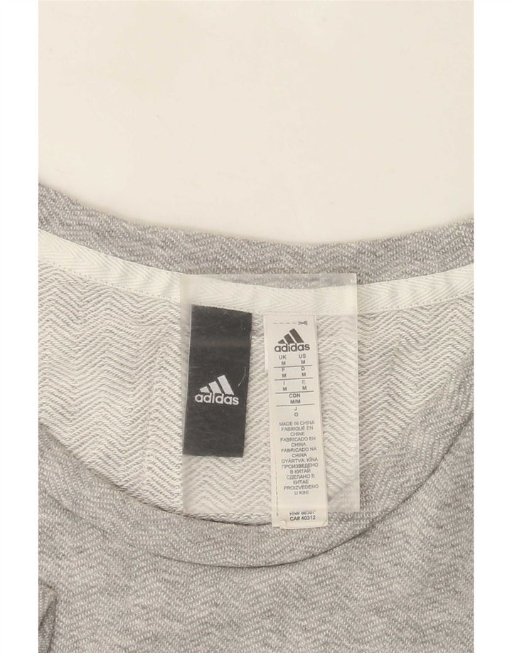Adidas Hombre Camiseta Gráfica Top Algodón Moteado Gris Medio