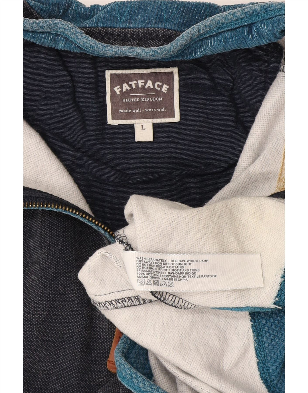Sudadera con capucha y cuello con cremallera para hombre de Fat Face, jersey grande de algodón azul marino