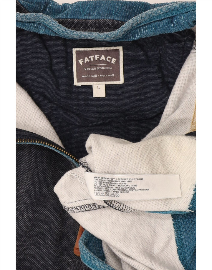 Sudadera con capucha y cuello con cremallera para hombre de Fat Face, jersey grande de algodón azul marino