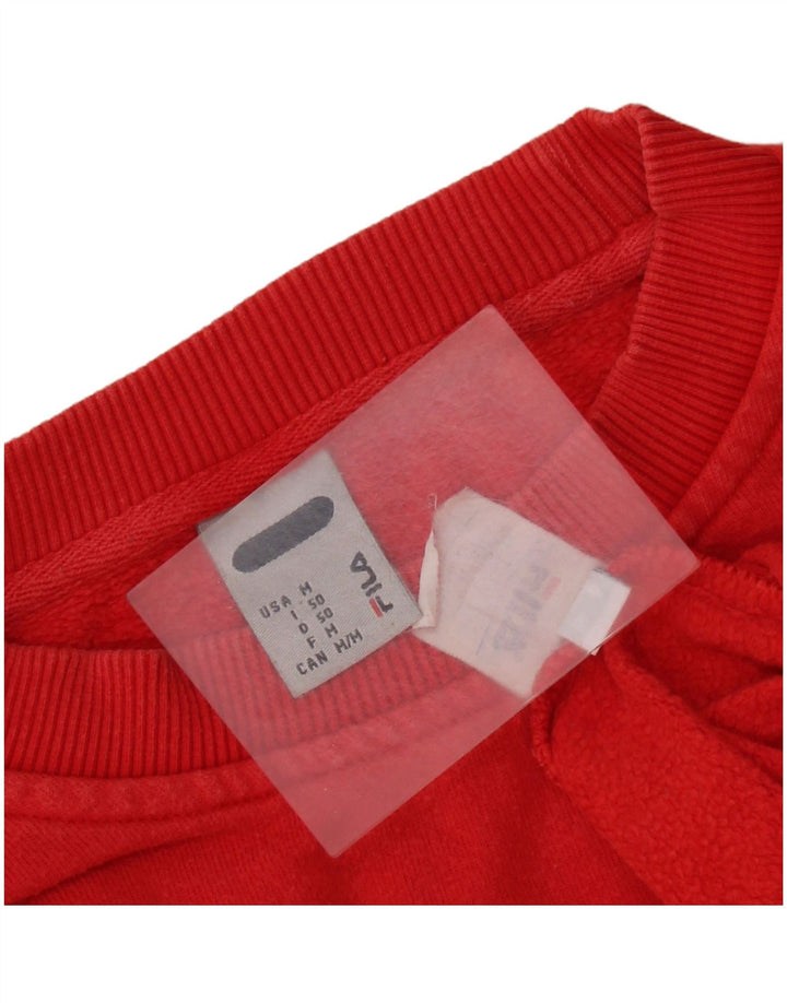 FILA Hombre Sudadera Gráfica Jersey Medio Algodón Rojo