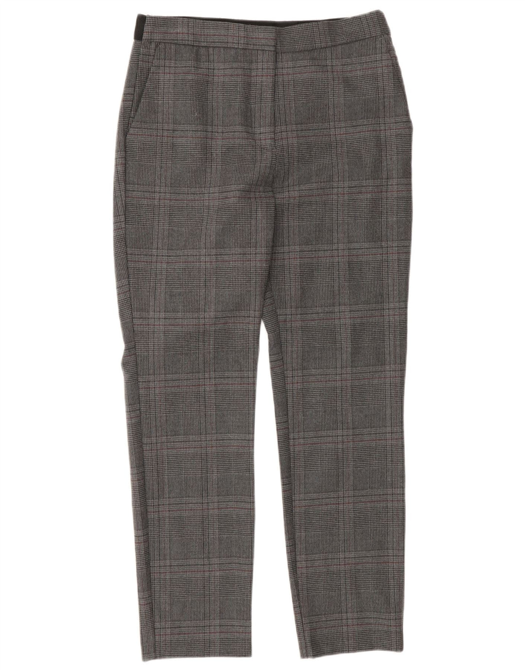 Zara Mujer Pantalón Chino Slim Fit Mediano W28 L27 Gris Pata De Gallo