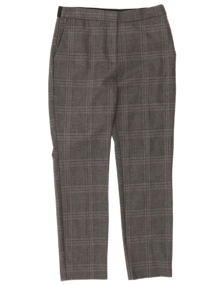Zara Mujer Pantalón Chino Slim Fit Mediano W28 L27 Gris Pata De Gallo
