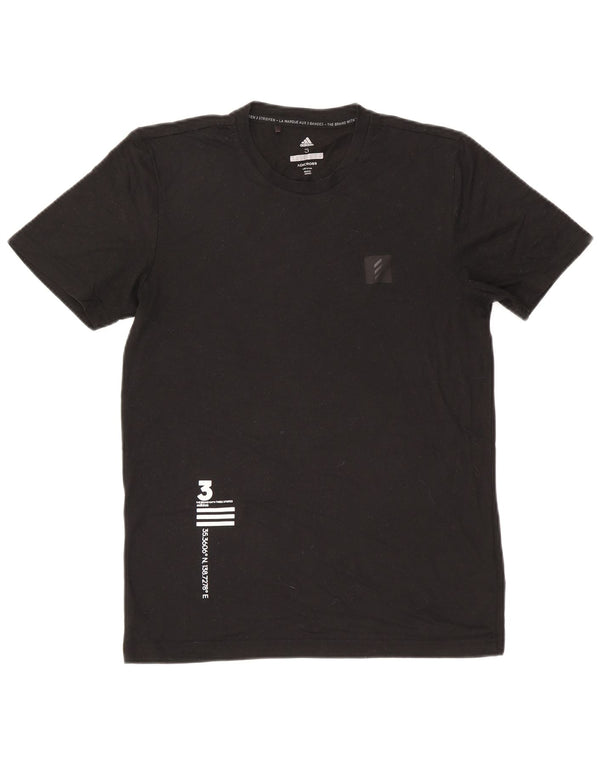 Adidas - Camiseta gráfica para hombre, talla pequeña, poliéster negro