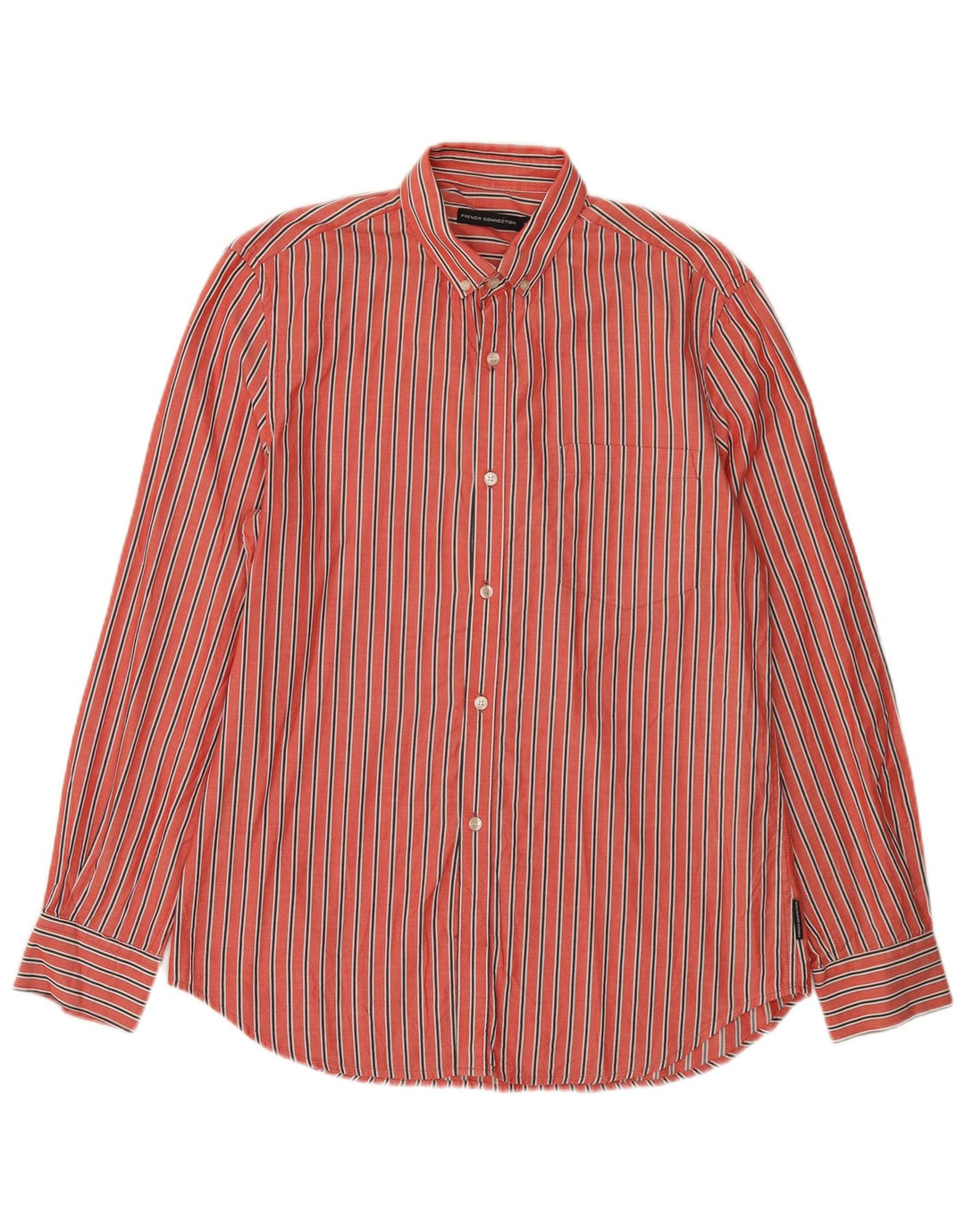 FRENCH CONNECTION Camisa Hombre Algodón Rayas Roja Mediana