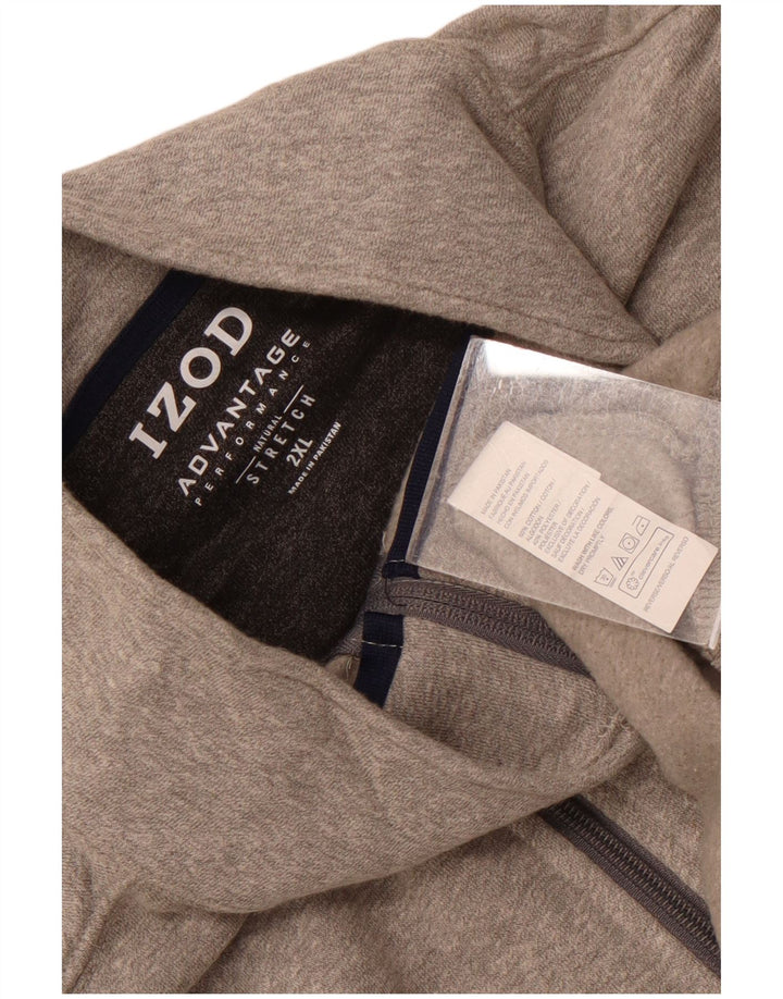 IZOD Sudadera con cuello y cremallera para hombre, talla 2XL, algodón gris