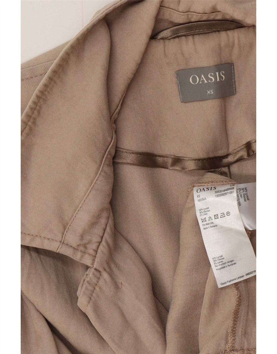 Gabardina Oasis para mujer Reino Unido 6 XS Gris Lyocell