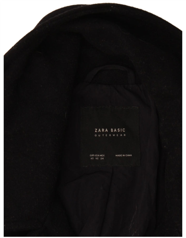 Zara Mujer Abrigo Extragrande De Doble Botonadura UK 6 XS Negro