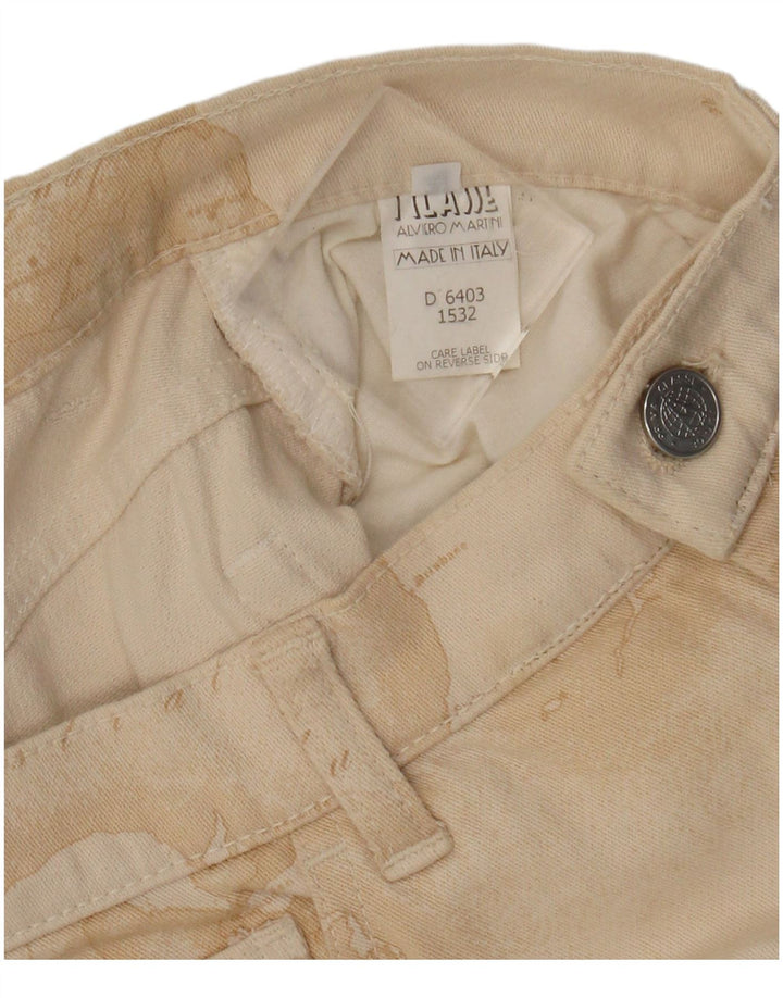 ALVIERO MARTINI Pantalones casuales con estampado abstracto para mujer W28 L30 Beige