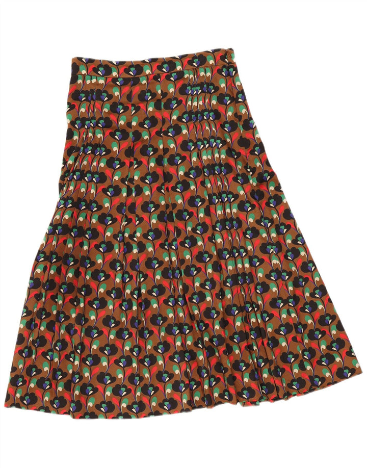 Zara Mujer Falda Plisada Mediana W28 Marrón Floral Poliéster