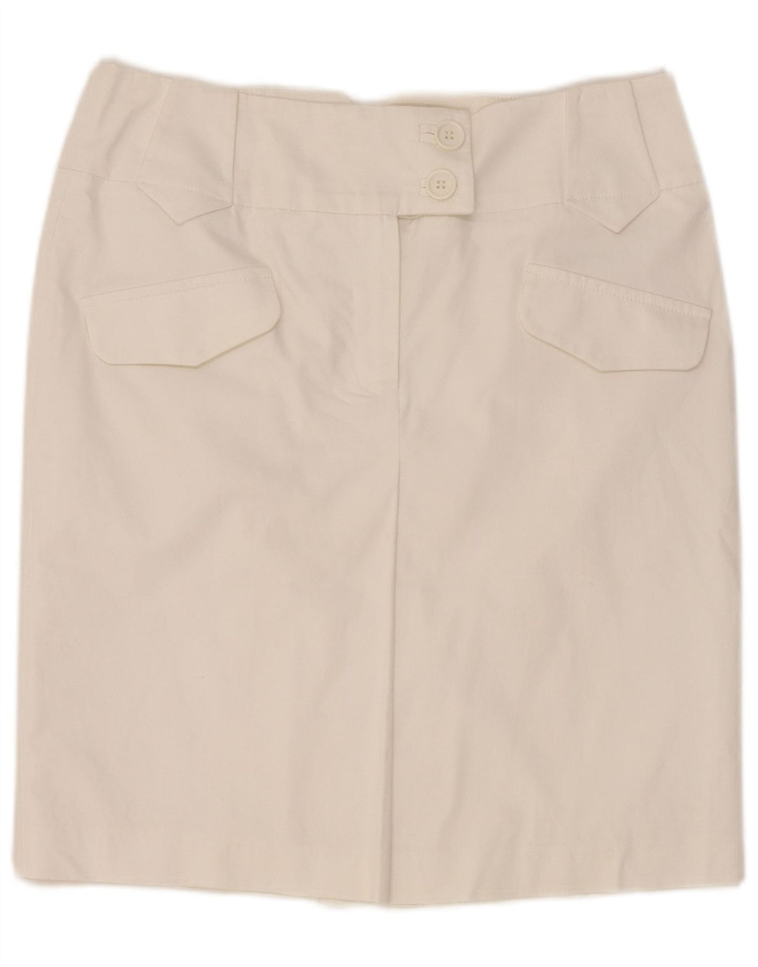 Marks & Spencer Falda recta para mujer UK 12 Medium W30 Algodón blanco