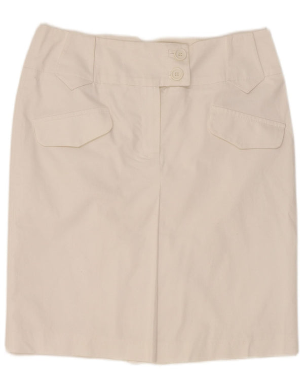Marks & Spencer Falda recta para mujer UK 12 Medium W30 Algodón blanco
