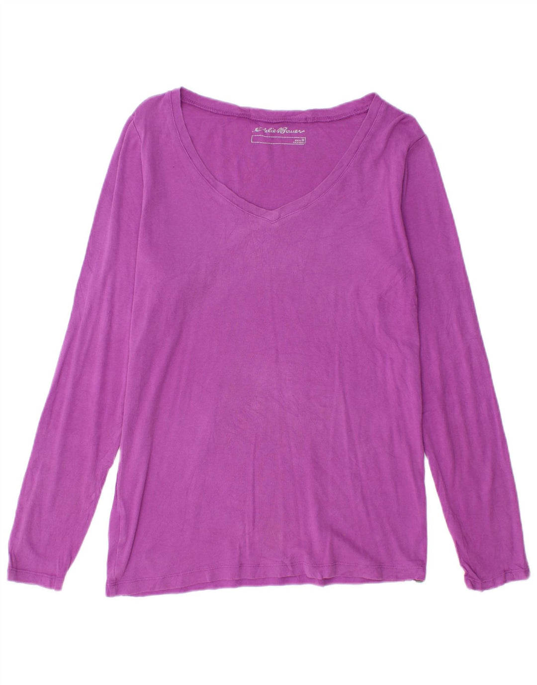 EDDIE BAUER Top de mujer de manga larga UK 14 Algodón morado medio