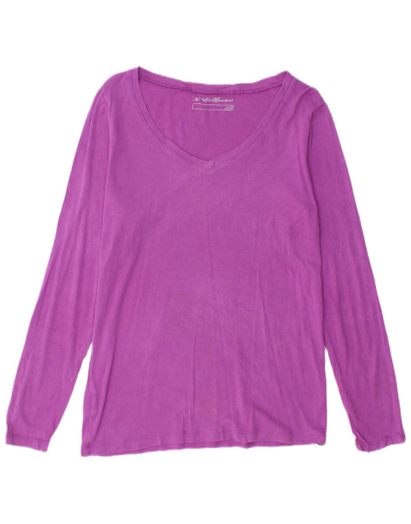 EDDIE BAUER Top de mujer de manga larga UK 14 Algodón morado medio