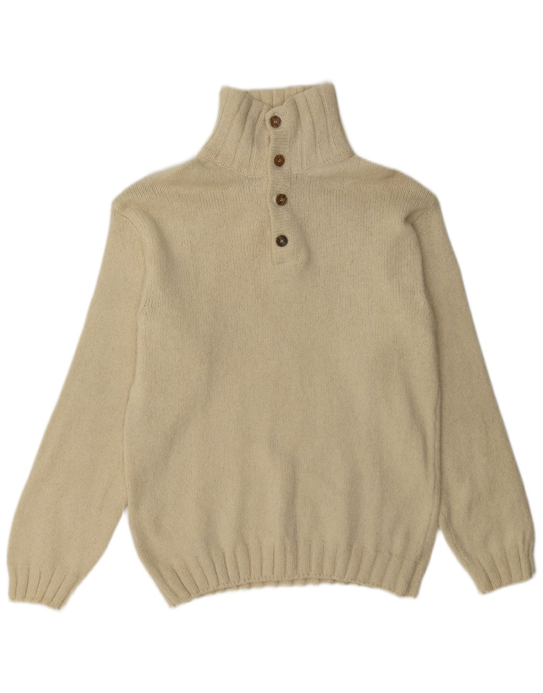 Marlboro Classics - Jersey para hombre con cuello y botones, talla XL, lana beige