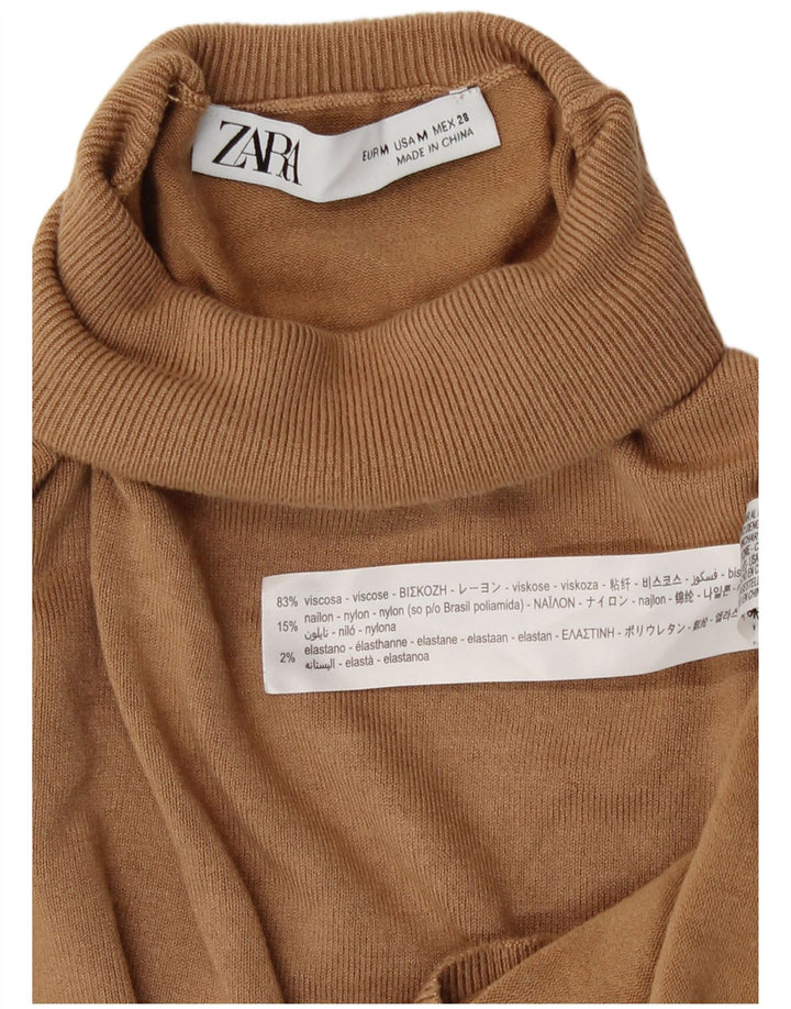 Zara - Jersey con cuello vuelto para mujer, talla 42, viscosa beige mediana