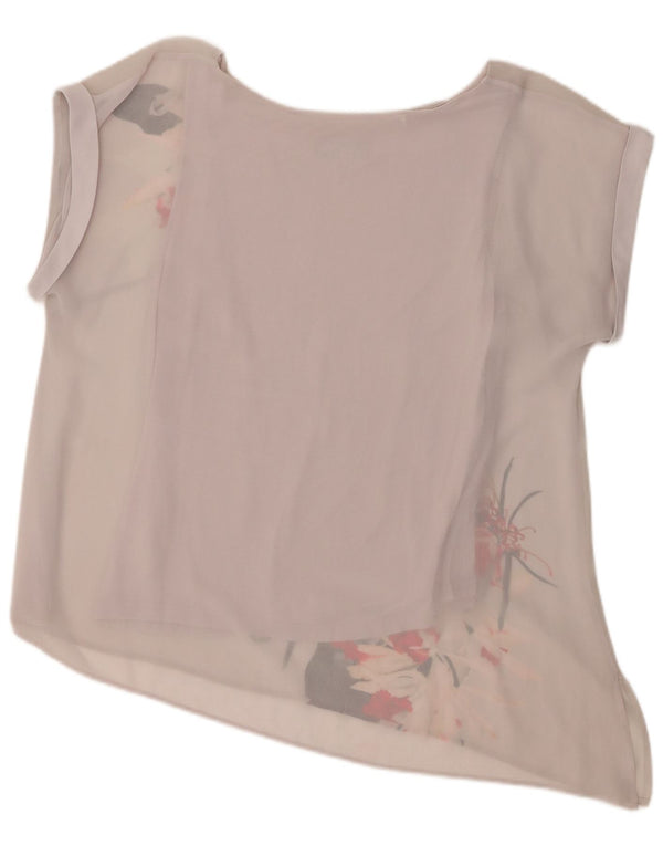 Coast Blusa asimétrica para mujer Top UK 46 Poliéster floral gris grande