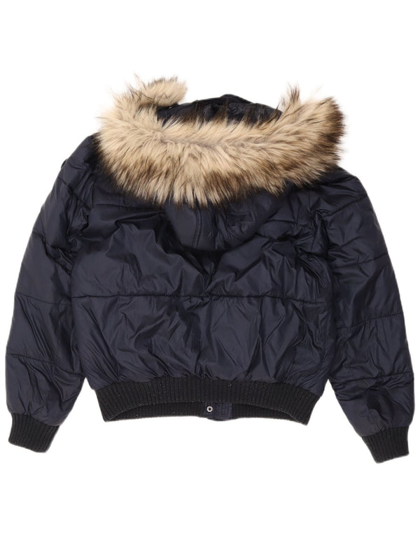 ABERCROMBIE & FITCH Chaqueta acolchada con capucha para mujer UK 44 Azul marino mediano