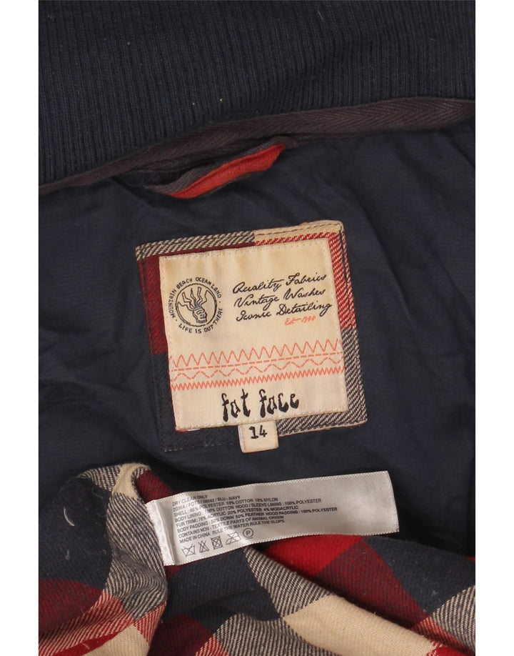 FAT FACE Chaqueta acolchada con capucha para mujer UK 44 Grande Poliéster azul marino