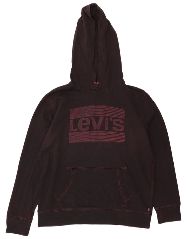 Levi's Mens Graphic Hoodie Jumper Large Black Cotton