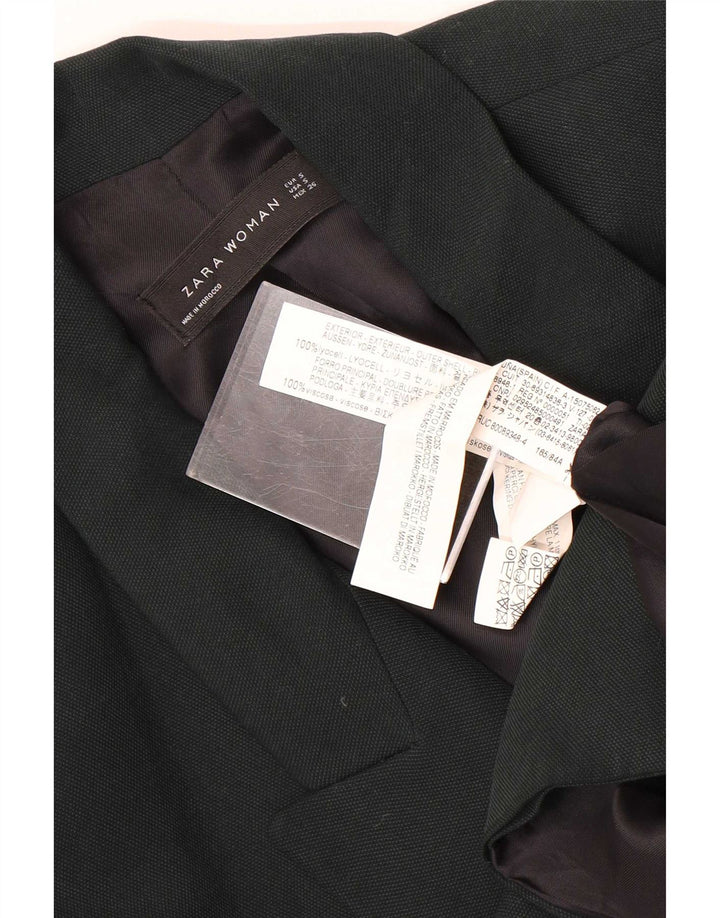 Zara Mujer Chaqueta Blazer De Doble Botonadura UK 10 Small Lyocell Verde