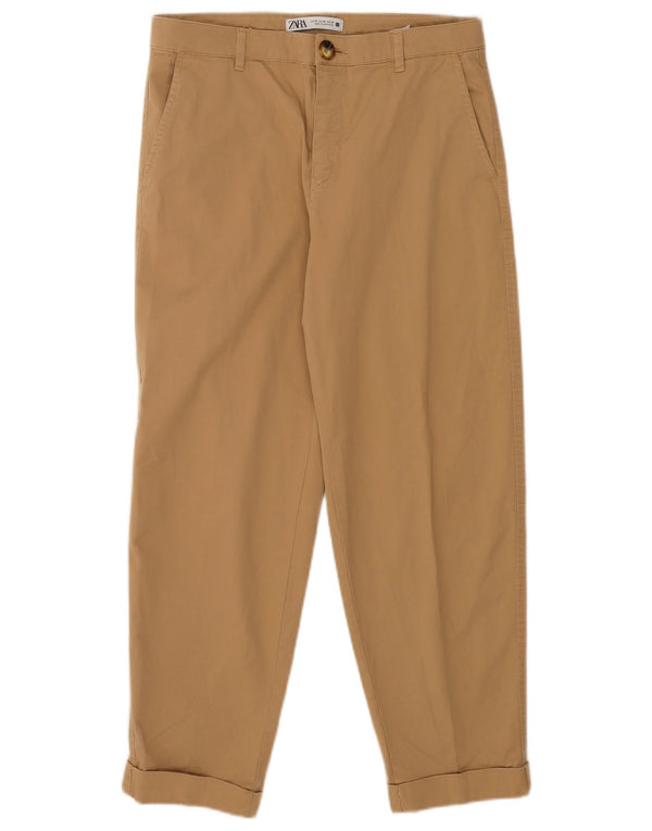 Zara Mujer Pantalón Chino Crop Tapered EU 40 Medium W30 L25 Beige