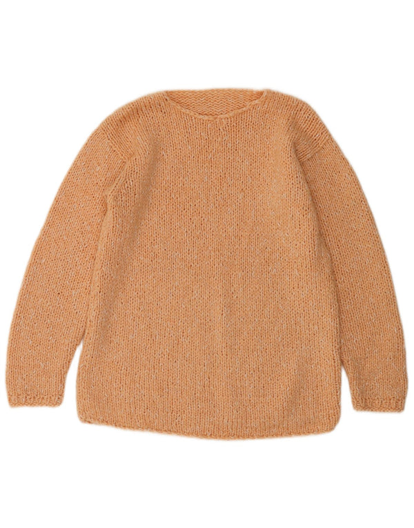 Vintage mujer barco cuello jersey suéter Reino Unido 12 medio naranja moteado