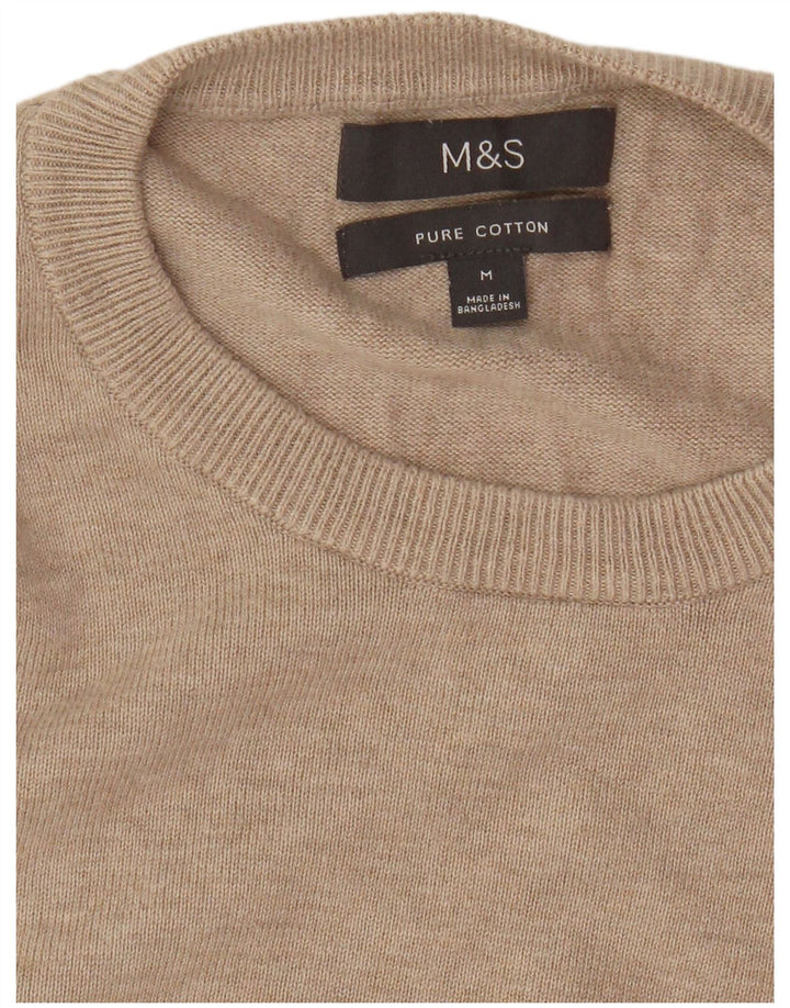 Marks & Spencer Jersey de Cuello Redondo para Hombre de algodón Beige Medio