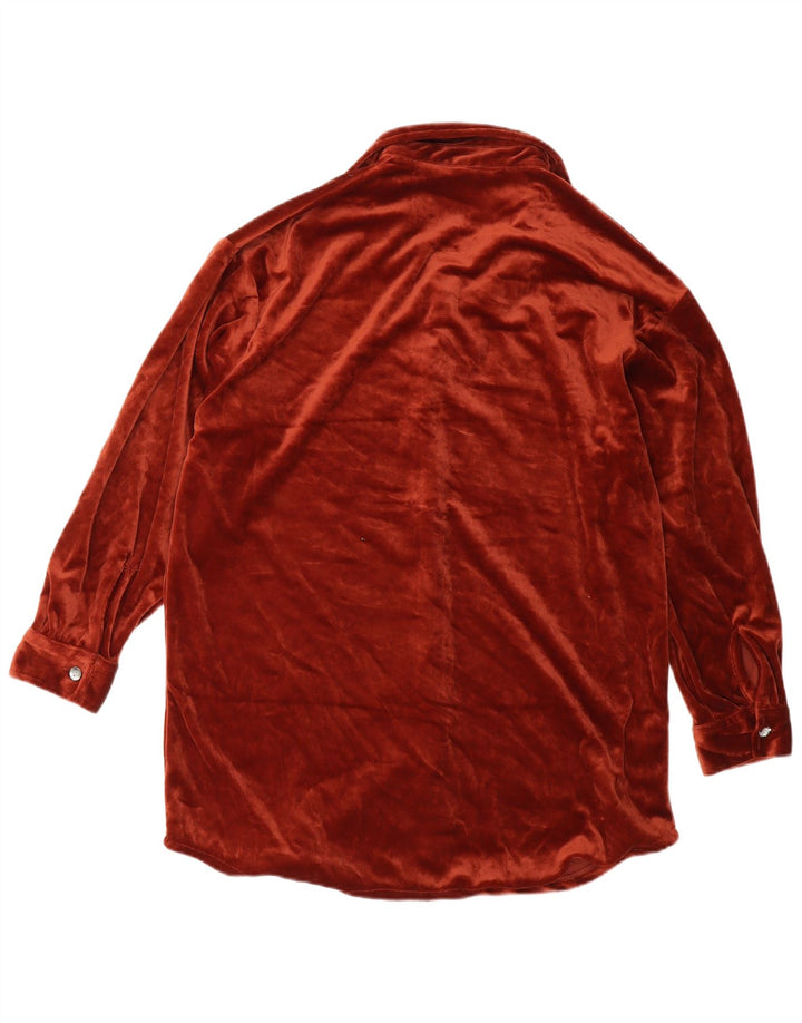 Vintage mujer vestido de camisa de gran tamaño Reino Unido 10 pequeño poliéster marrón