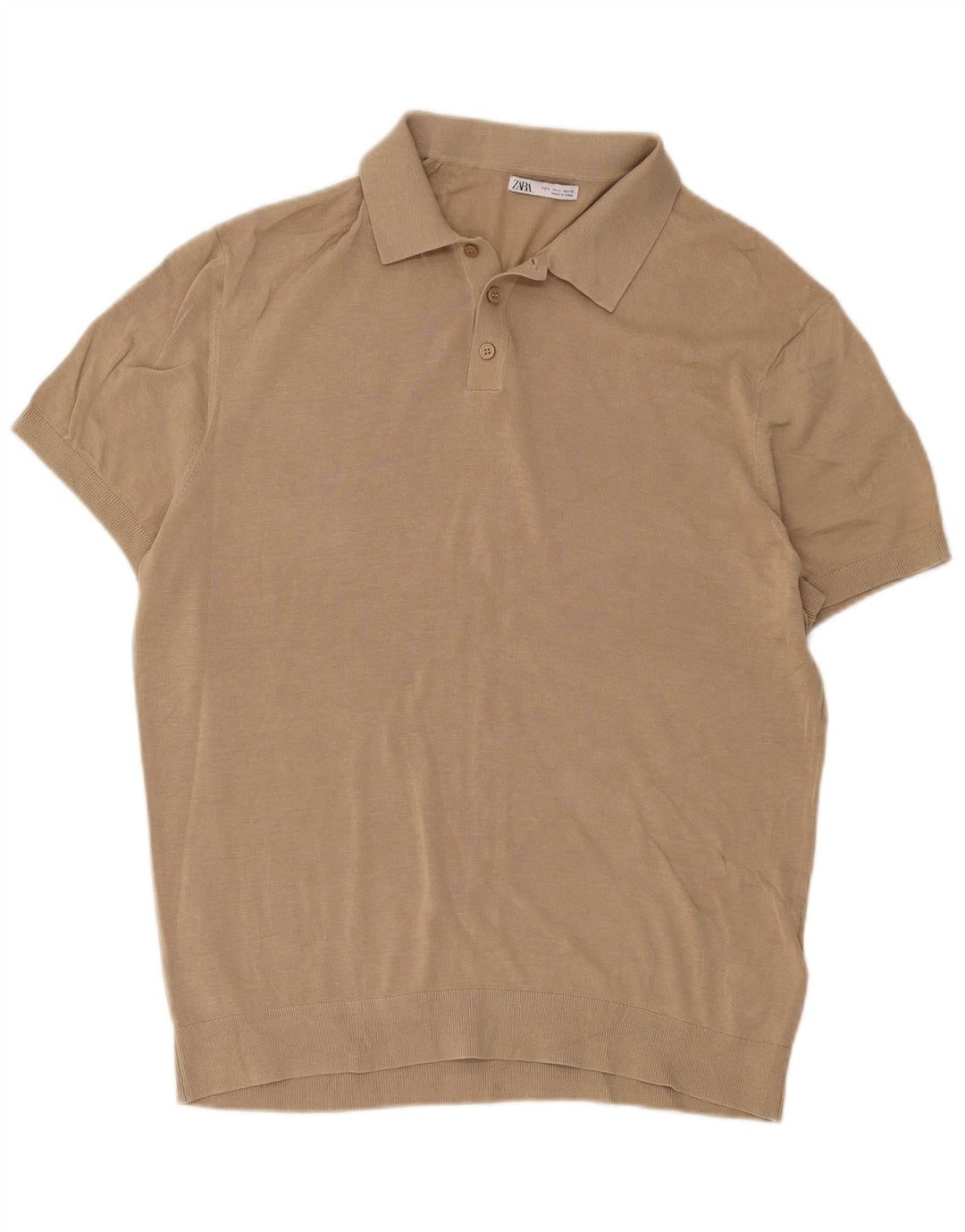Zara Hombre Polo Polo Grande Algodón Beige