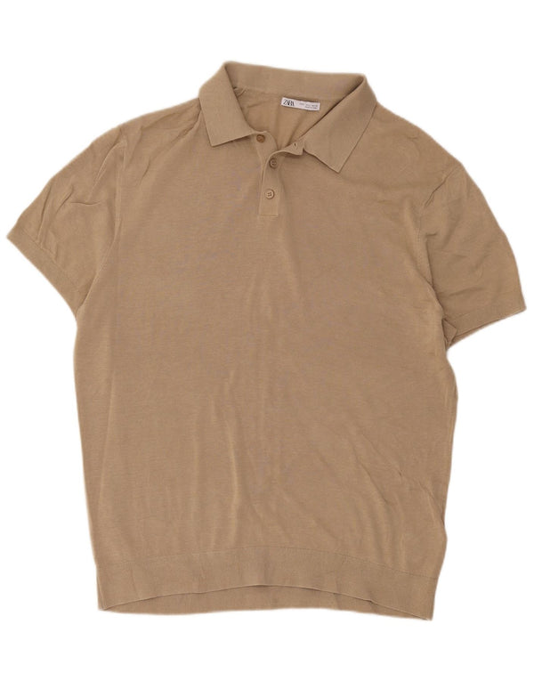 Zara Hombre Polo Polo Grande Algodón Beige