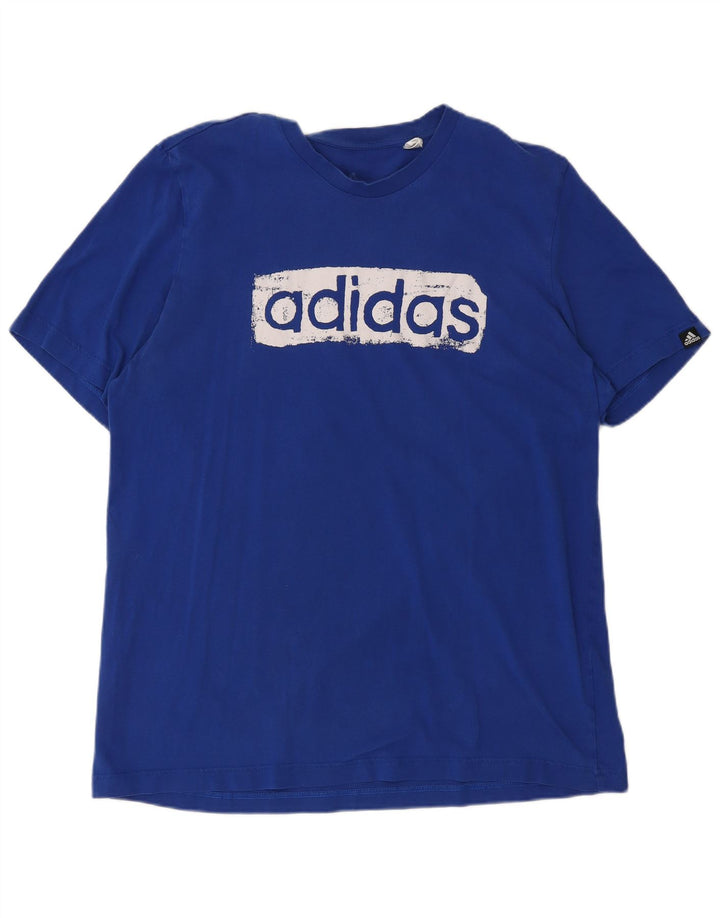 ADIDAS Camiseta gráfica para hombre Top Algodón azul medio