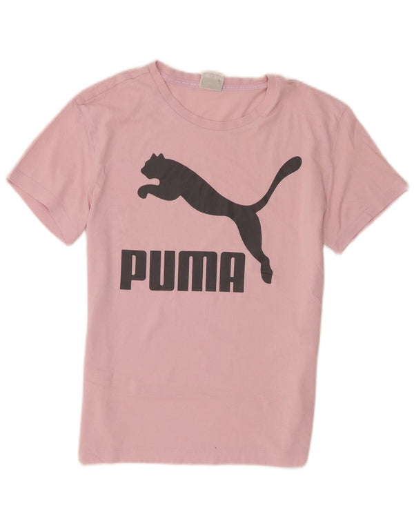 Puma Camiseta gráfica para mujer Top UK 8 Small Pink Cotton