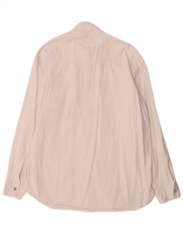 Camisa vaquera vintage para hombre Algodón blanco medio