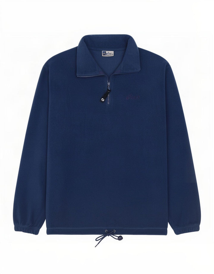 Asics - Jersey de forro polar con cremallera para hombre, tamaño grande, poliéster azul marino