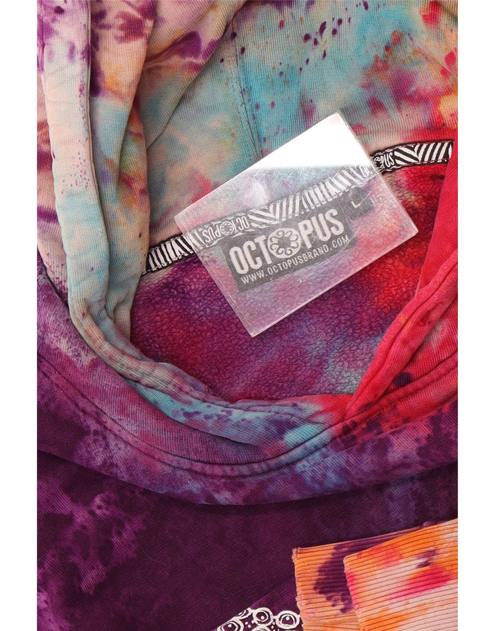 Octopus Jersey con capucha y estampado gráfico para hombre, tamaño grande, teñido anudado multicolor